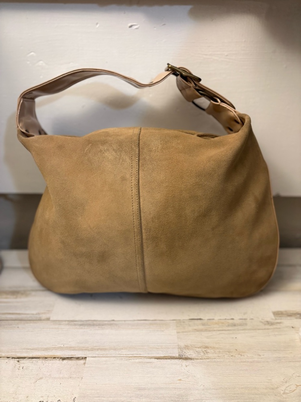 Classic Suede Hobo Shoulder Bag - Tan Gap Y2K